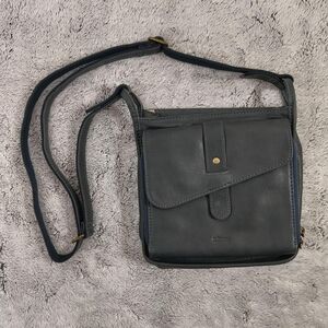 Minooy Athena Blue Leather Crossbody Bag Purse